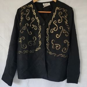Vintage Brand New Jaclyn T San Francisco Sheer Top with Gold Appliques.